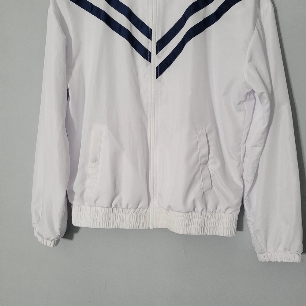 Zyia White and Blue Stripe Windbreaker Jacket - Picture 5 of 12